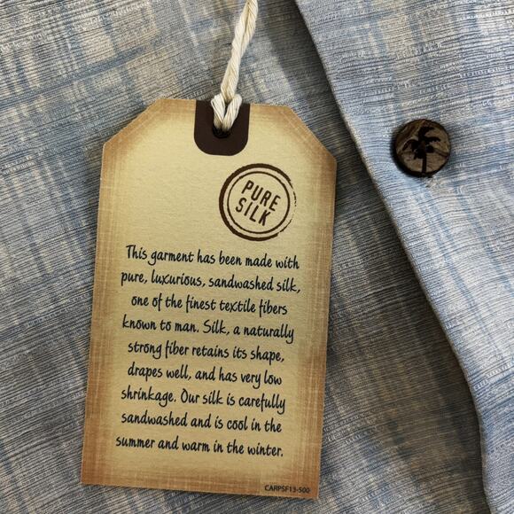 Caribbean Pure Silk Button Up Shirt Mens Medium Casual Plaid Vacation Hawaiian - Picture 4 of 8